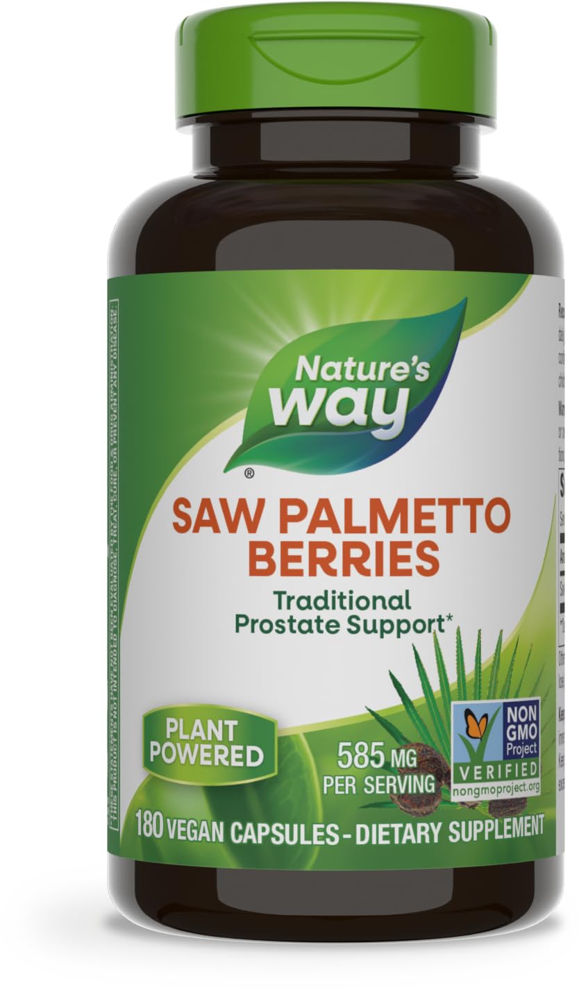 Saw Palmetto Berries, Traditional Prostate Support*, 585 mg per Serving, Non-GMO Project Verified, Vegan, 180 Capsules (Packaging May Vary)