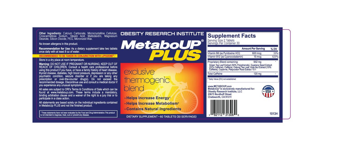 MetaboUP Plus - 2 60 Ct Bottles - Thermogenic Weight Loss - Energy Booster Pills