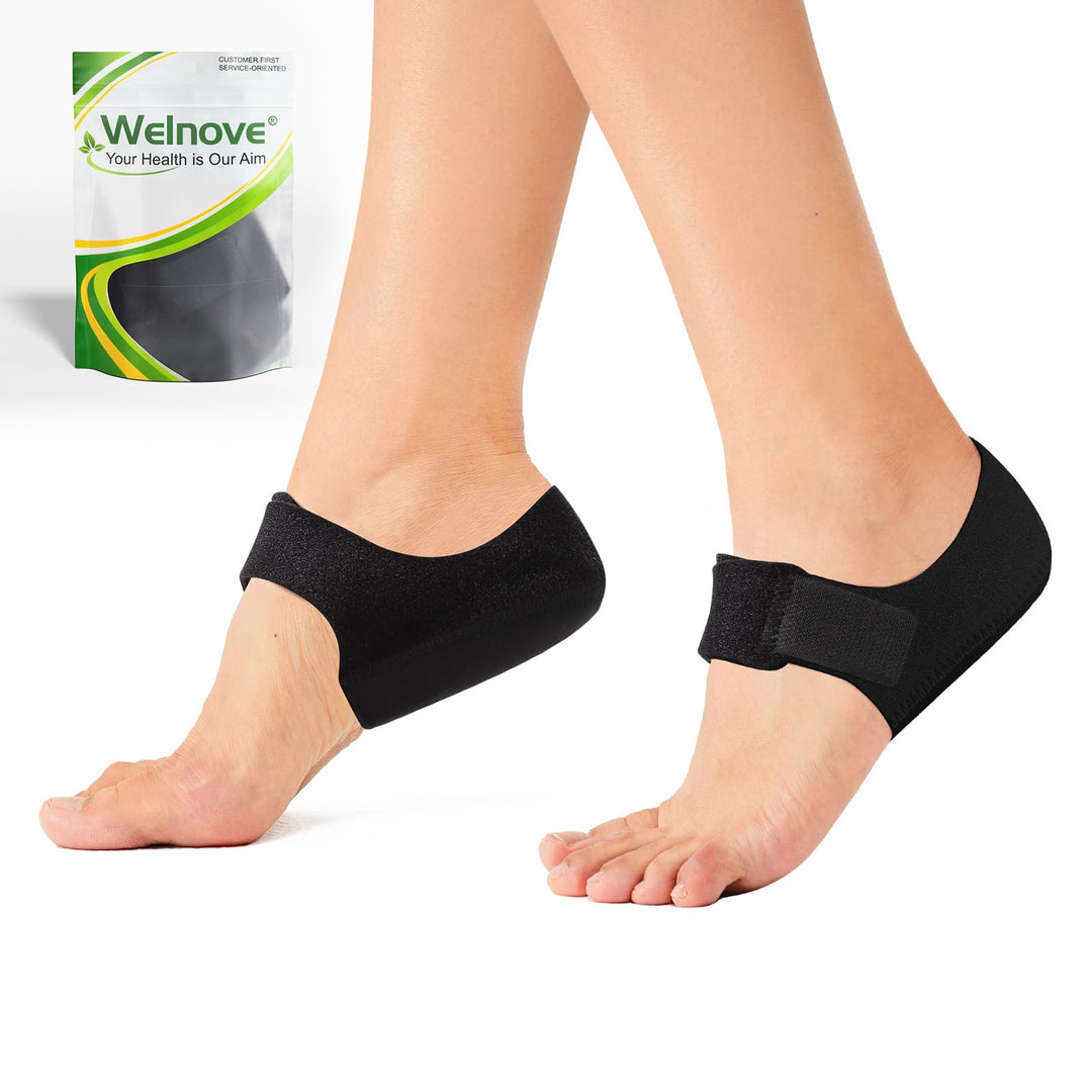 2PCS Heel Protectors, Heel Pads, Heel Support for Heel Pain from Plantar Fasciitis - Heel Spur -Tendinitis- Cracked Heels (Women Sizes: 6-14. Men Sizes 7-13-Black)
