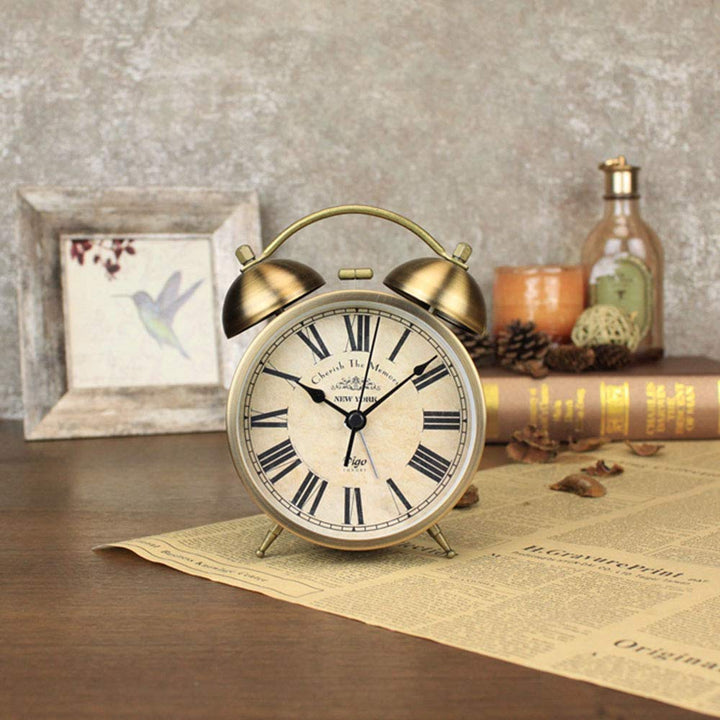 Dual Alarm Clock,4-Inch Twin Bell Alarm Clock, Table Desk Alarm Clock Battery Operated with Backlight Loud for Heavy Sleepers Bedroom