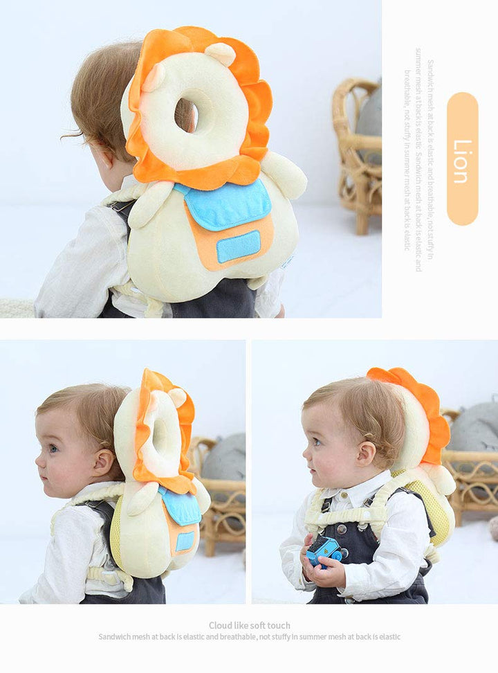 Head Safety Protector Pad for Baby Toddler Walker,Infant Talking Head Protection Backpack Cushion (Z Yellow Lion Sets)