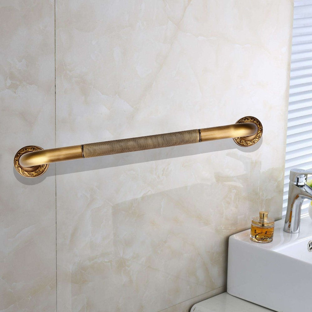 Gold Antique Wall Mounted Brass Assist Shower Tub Safety Grab Bar Carved Support Handle Bathroom Accessories