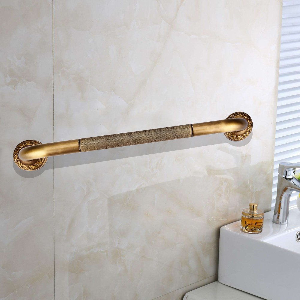 Gold Antique Wall Mounted Brass Assist Shower Tub Safety Grab Bar Carved Support Handle Bathroom Accessories