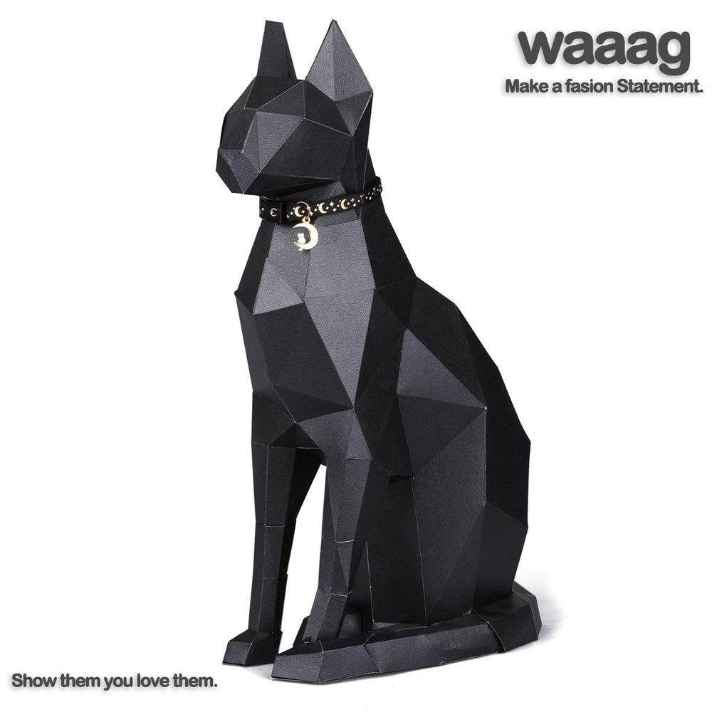 waaag Cat Collars, Gold Moons and Stars Cat Collar, Safety Breakaway Cat Collar, Glow in The Dark (Kitten 6.5-10 Neck, Black)