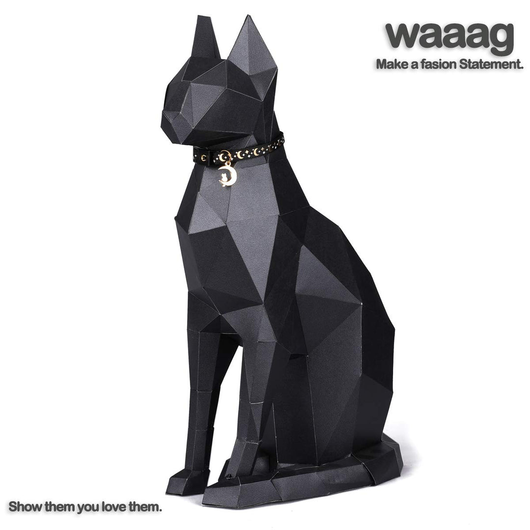 waaag Cat Collars, Gold Moons and Stars Cat Collar, Safety Breakaway Cat Collar, Glow in The Dark (Kitten 6.5-10 Neck, Black)