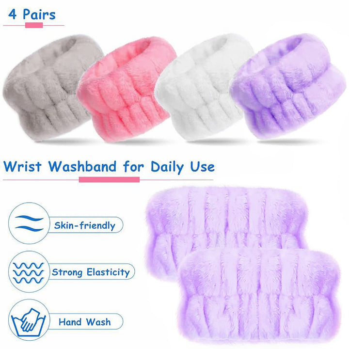 8 Pack Spa Wrist Washband Microfiber Wrist Washbands Towel Wristbands for Washing Face No Drip Wrist Absorbent Strap Sweatband Prevent Liquid from Spilling Down Your Arms