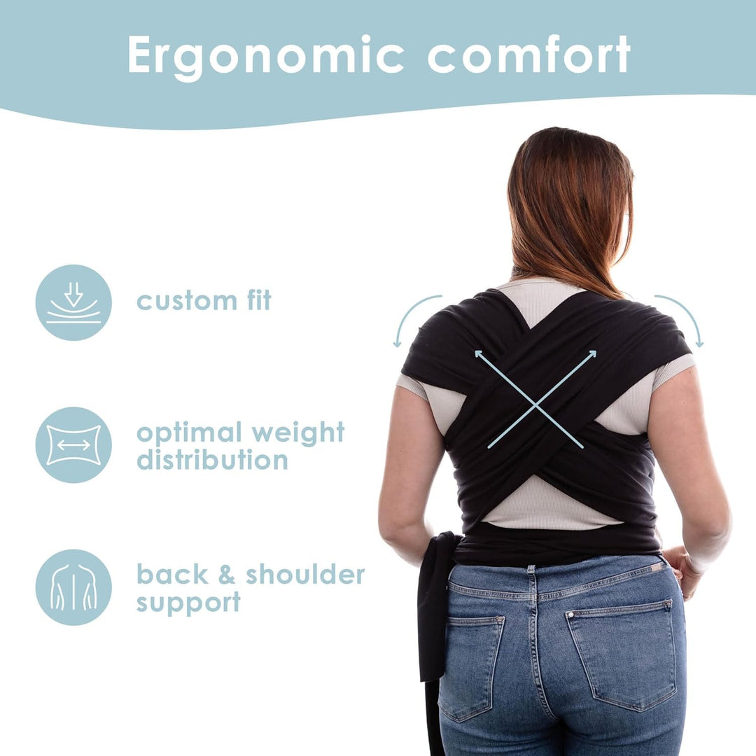 Stretchy Ergonomic Baby Carrier Sling for Newborns to Toddlers - Hands-Free Lightweight Baby Wrap 7-35 lbs (Sable Black)