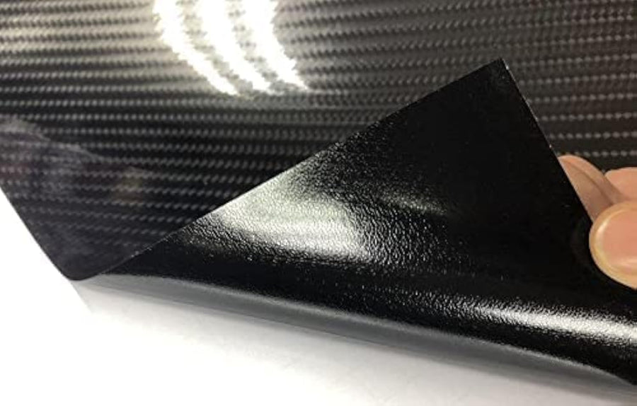 7D Super Glossy Black Carbon Fiber Vinyl Wrap, Anti-Wrinkle, Air Release Automotive Bubble Wrap, Self Adhesive Car Vinyl Sticker DIY Decals 1FT x 5FT