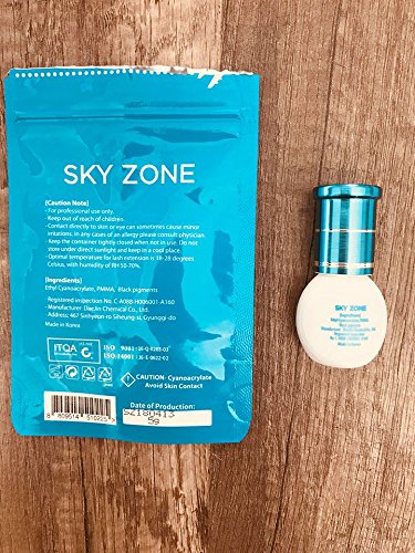 Eyelash Extension Glue sky zone 5 ml/Volume and Classic lashes/1-2 Sec Drying time/Retention 7 weeks/Latex free/Mink/Silk/Low fumes