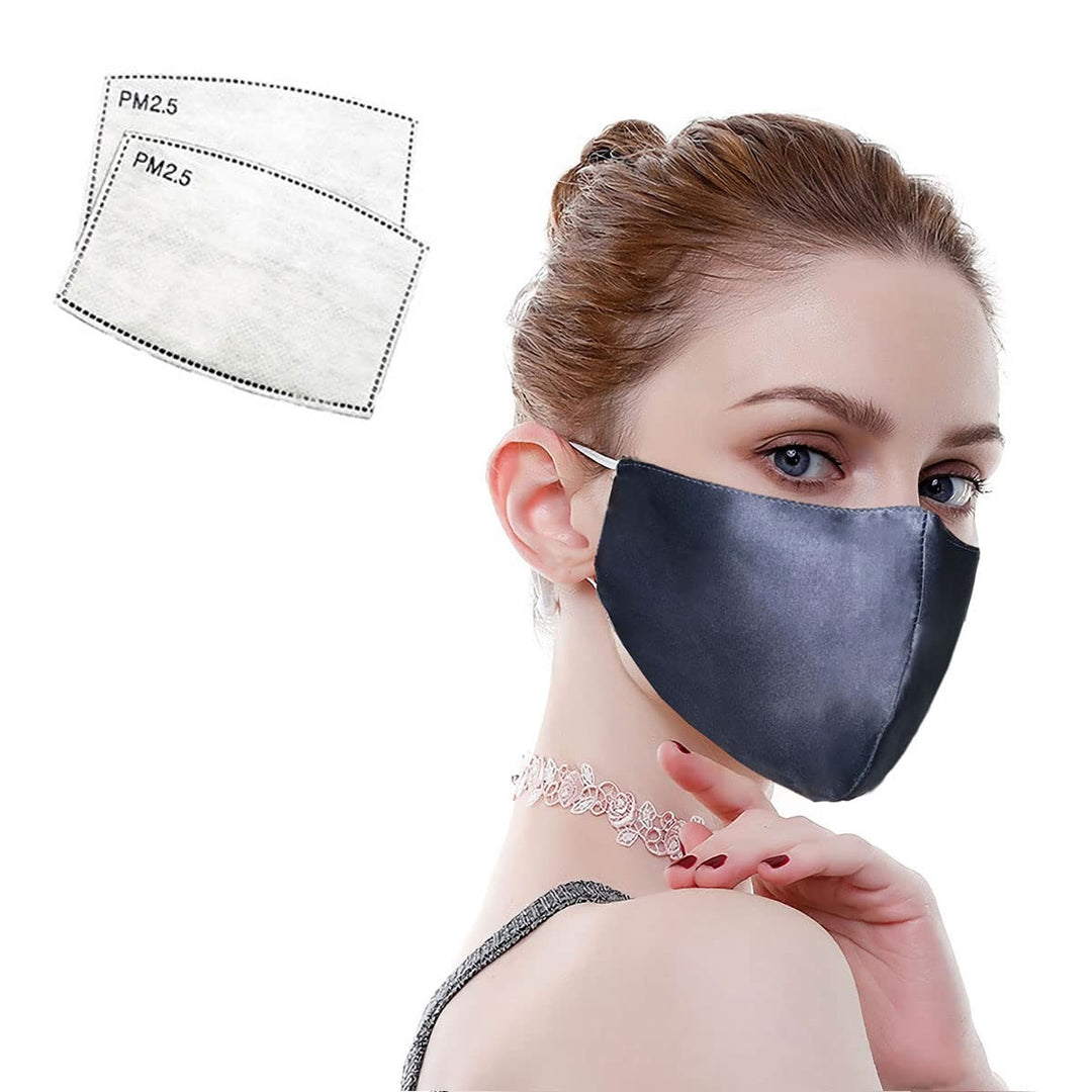 100% Mulberry Silk Face Masks Fashion Mask 19 Momme Silk Mask for Sensitive Women,Lavender gray