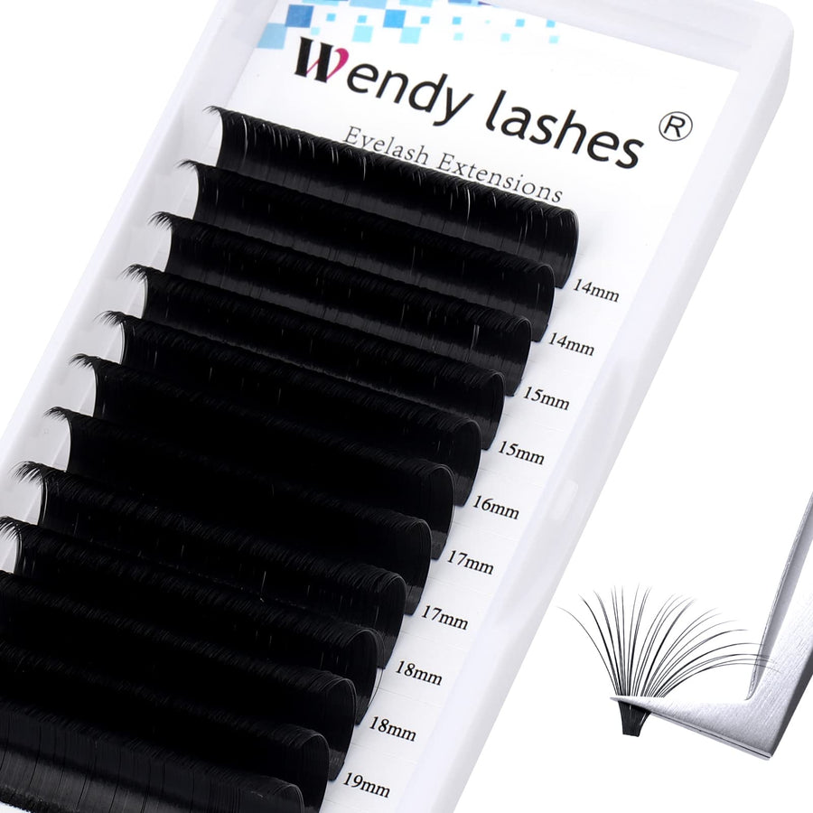 Eyelash Extension Volume Lashes 0.05 Thickness Rapid Blooming Eyelash Extensions C/D curl Easy Fan Volume Lashes 14-20mm mixed Self Fanning Lashes By (0.05-DD, 14-20mm)