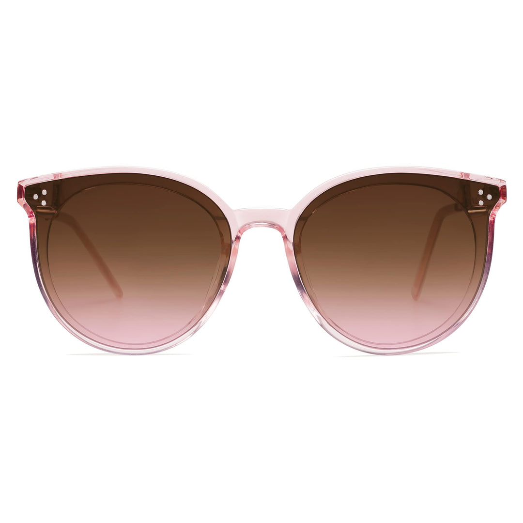 Classic Trendy Round Sunglasses Womens Mens Oversized Large Shades UV400 Vacation Sunnies SJ2068, Clear Pink/Gradient Grey&Pink