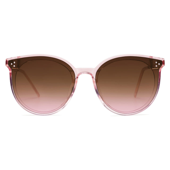Classic Trendy Round Sunglasses Womens Mens Oversized Large Shades UV400 Vacation Sunnies SJ2068, Clear Pink/Gradient Grey&Pink