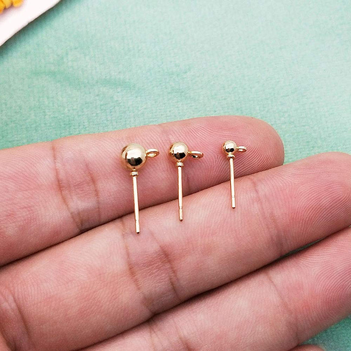 150 Pcs Hypoallergenic Ball Earring Studs with 200pcs Rubber Earring Safety Backs,Ball Post with Loop Round Ball Spherical Earrings for DIY Jewelry Earring Making