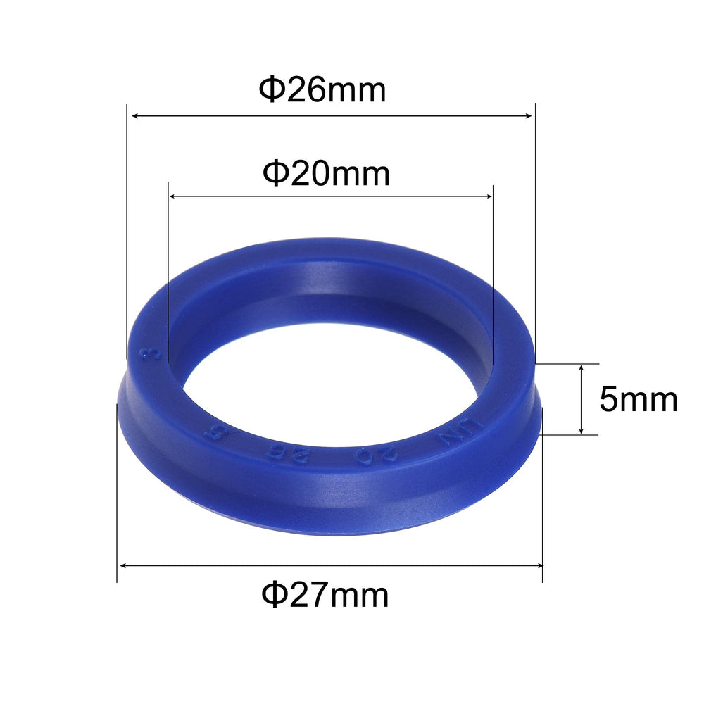 UN Radial Shaft Seal 20mm ID x 26mm OD x 5mm Width PU Oil Seal, Blue Pack of 10