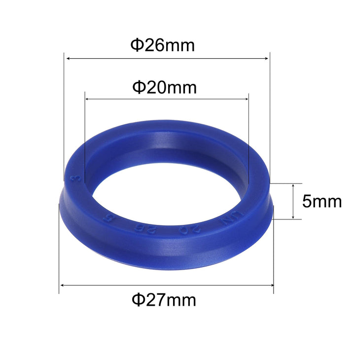 UN Radial Shaft Seal 20mm ID x 26mm OD x 5mm Width PU Oil Seal, Blue Pack of 2