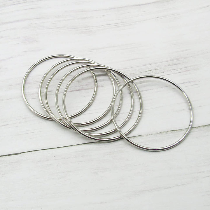 6 Pcs Metal O Ring Floral Hoop Dream Catcher Rings Macrame Ring for Dream Catchers and Hanging Crafts (3inch, Silver)