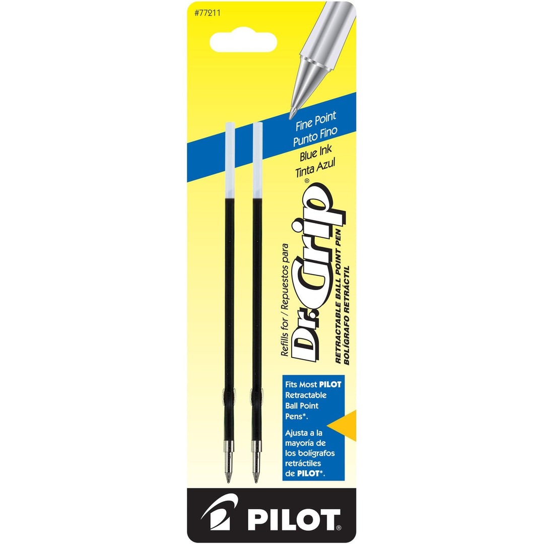 PILOT Dr. Grip Ballpoint Ink Refills for Retractable Pens, Fine Point, Blue Ink, 2-Pack (77211)