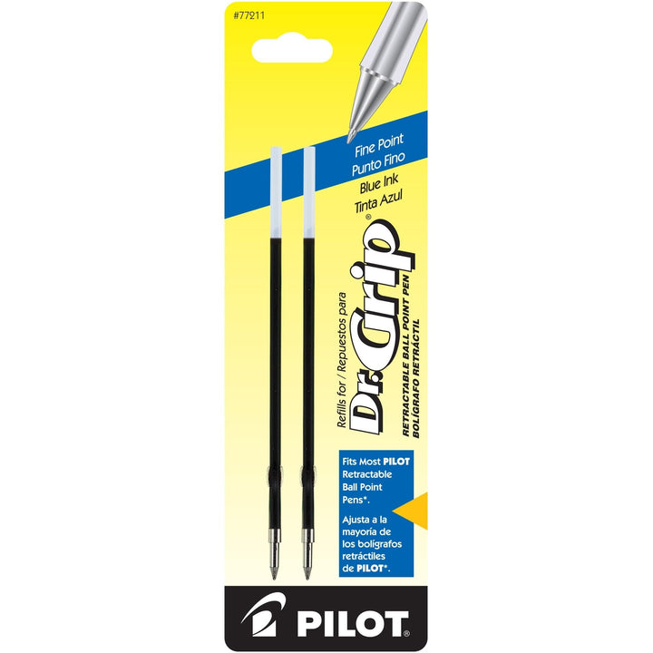PILOT Dr. Grip Ballpoint Ink Refills for Retractable Pens, Fine Point, Blue Ink, 2-Pack (77211)