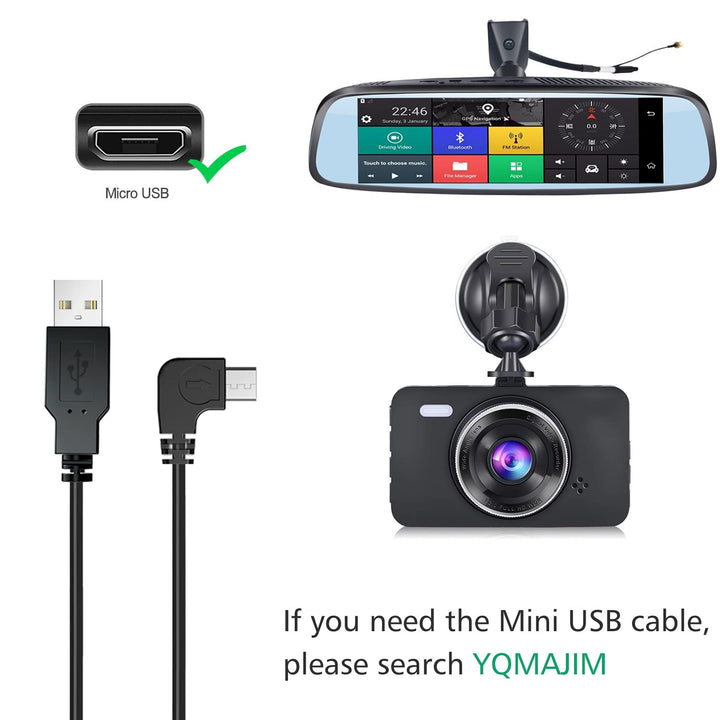 Charging Power Cable for Dash Cam, (11.5 Ft) USB 2.0 to Micro USB Car Vehicle Power Charger Adapter Cord for GPS Rearview Mirror Cam Backup Camera