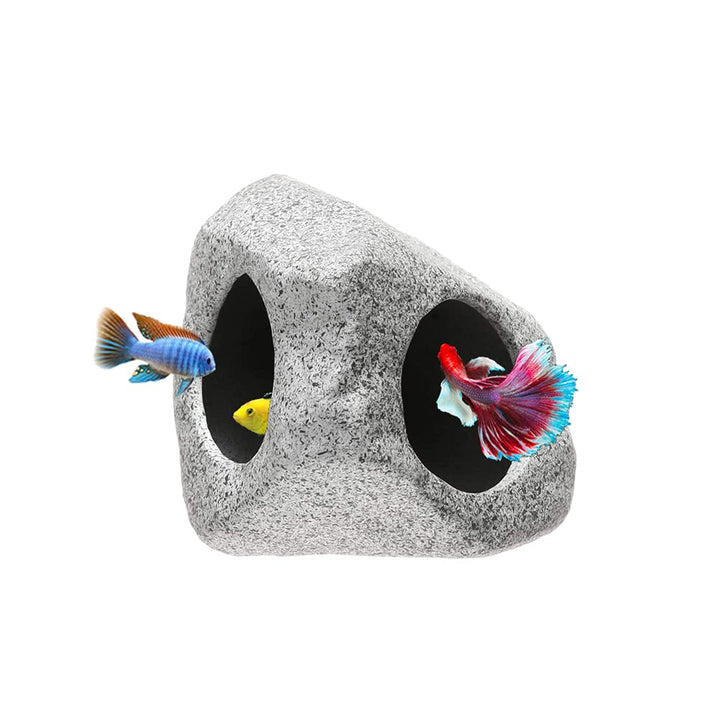 Ceramic Fish Tank Decorations, Betta Fish Tank Accessories Rock Caves, Stackable Aquarium Cichlid Cave, Betta Fish Hideout and House, Small Hiding Rock for Fish Bowl (Mountain Style)