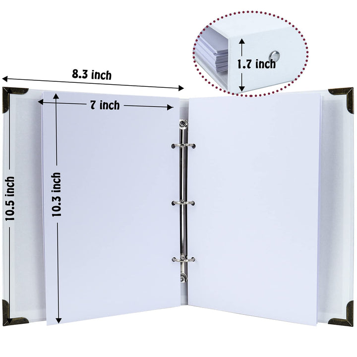 DIY Scrapbook Photo Album Kit with Pens Tapes and Stickers 60 Pages Hardcover 8.3x10.5 Inches 3 Rings Removable Blank Paper Scrapbooking for Lover Friends Kids Wedding White
