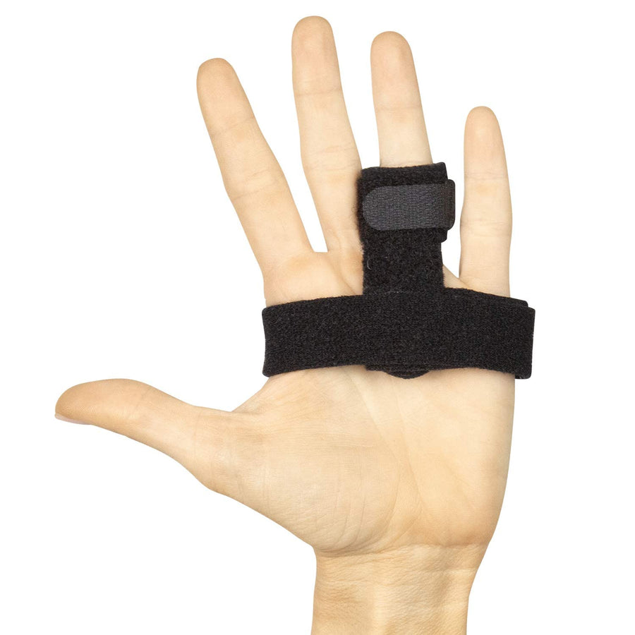 Trigger Finger Splint Brace - Middle, Pinky, Pointer, Ring and Thumb Support - Palm Strap Included - Straighten Curved or Broken Fingers - Adjustable, Breathable Fit - Aluminum Pain Relief Guard