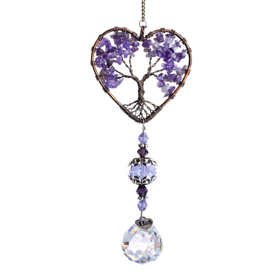 Sun Catcher Crystal Tree of Life Rainbow Maker Drops Hang for Window, Home Decor, Car Charms