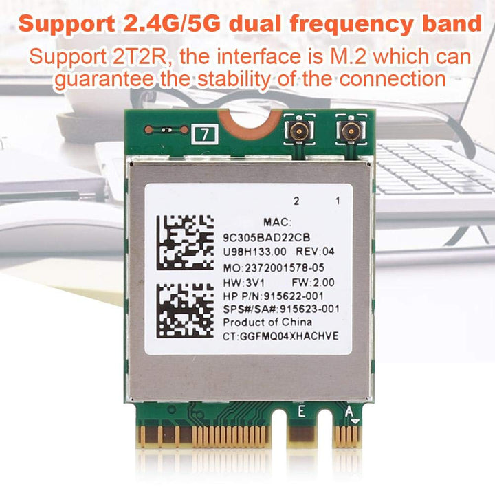 WLAN Card Card,Network Card RTL8822BE Band 2.4G/5G M.2 Interface Support for Bluetooth 4.2,Support for Win 7, for Win 8 and for Win 10 System