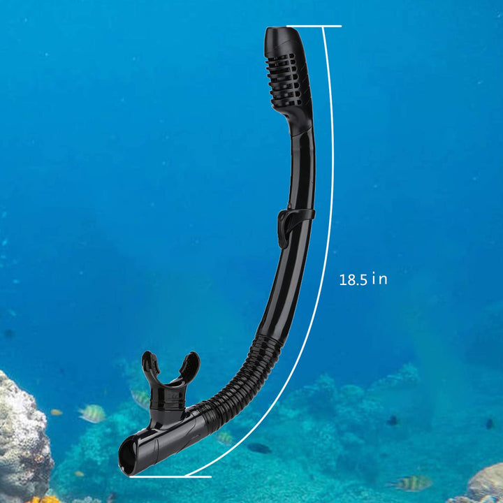 Dry Snorkel Easy Breath Diving Snorkel for Snorkeling Scuba Diving Swimming with Top Dry Valve and Food Grade Silicone Mouthpiece for Adult Youth(All Black)