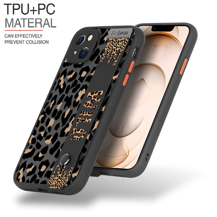 Compatible iPhone 13 Case with Strap Clear Case Leopard Print Pattern Design Full Body Shockproof Protection Soft TPU and Hard PC Back Anti-Scratch Cover for iPhone 13 6.1 Inch