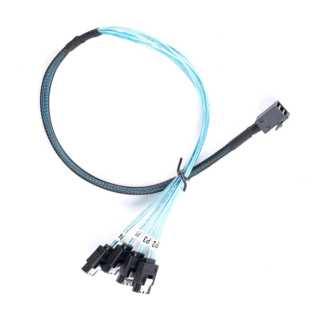 SFF-8643 to SATA:0.5M Mini SAS to SATA Cable Mini SAS Breakout Cable SFF 8643 to SATA Mini SAS HD to SATA SAS to 4X SATA Breakout Cable (1.6FT)