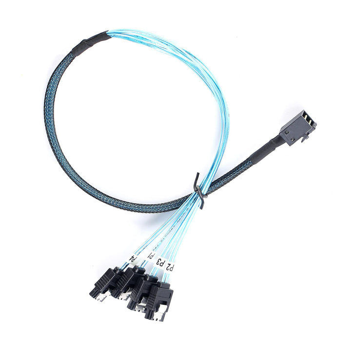 SFF-8643 to SATA:0.5M Mini SAS to SATA Cable Mini SAS Breakout Cable SFF 8643 to SATA Mini SAS HD to SATA SAS to 4X SATA Breakout Cable (1.6FT)