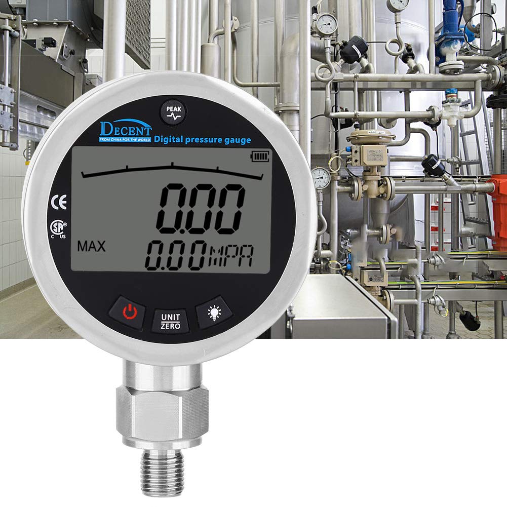 Digital Pressure Gauge G 1/4 Male Connector, Oil Gas Water Pressure Gauge 400BAR 0-40Mpa 5800PSI