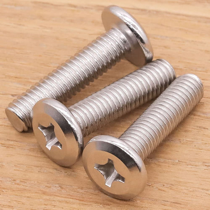M3 x 10mm (100 PCS) Round Phillips Drive Head Binding Screws, Machine Screws, 304 Stainless Steel 18-8, Full Thread, Furniture Screws Connector Bolts
