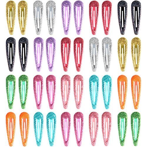Snap Hair Clips 40pcs 2 No Slip Glitter Hair Clip Metal Hair Barrettes for Baby Girls Toddlers