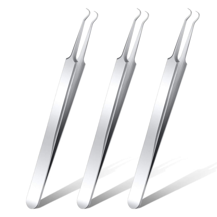 3 Pieces Blackhead Tweezers Acne Blemish Stainless Steel Blemish Extractor Tool for Remove Blackhead Acne Whitehead Pimple Bend Curved Tweezer Skin Blackhead Remover Tools