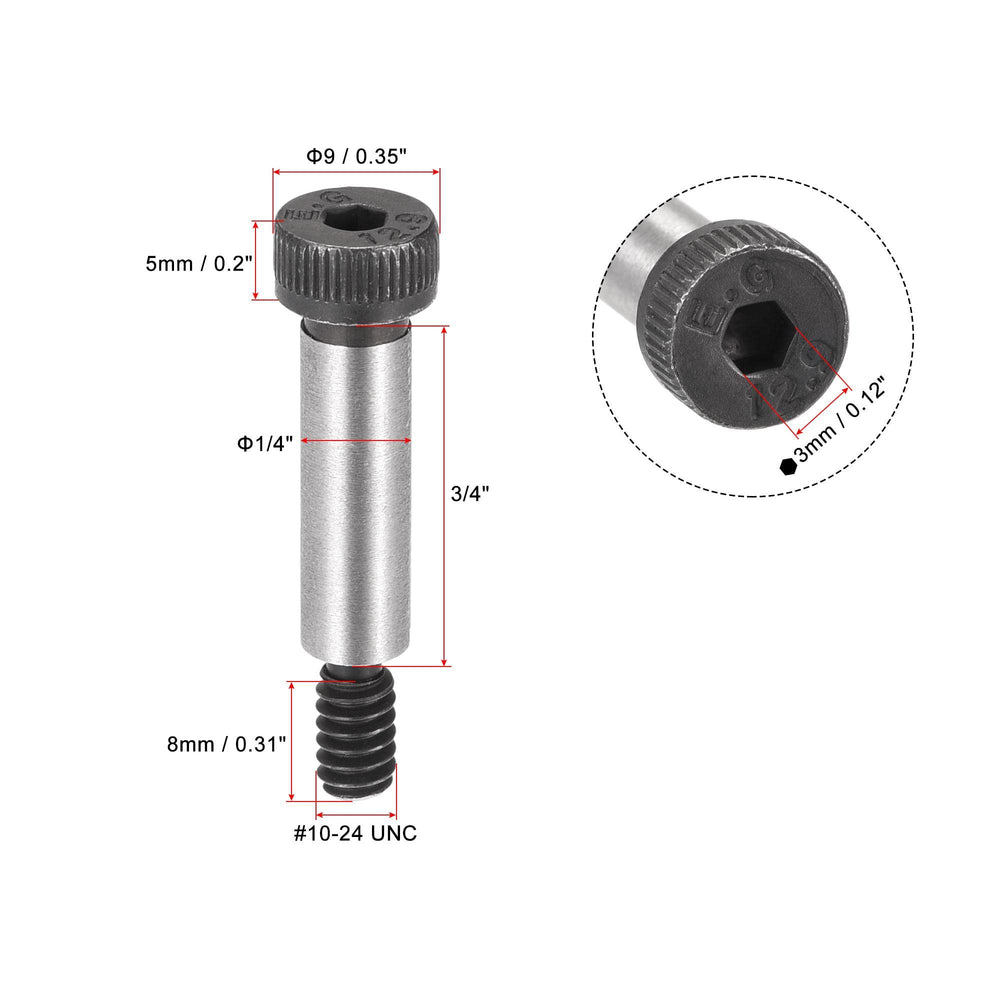 Alloy Steel Hexagon Socket Head Shoulder Screws Bolts, 3/4 Shoulder Length, 1/4 Shoulder Dia, #10-24 Thread, 10pcs