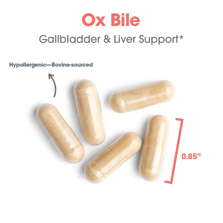 Ox Bile 500mg - Digestive Enzymes for Liver, Ox Bile Supplements with Digestive Enzymes, Gallbladder Supplements, Fat Digestion Support, Hypoallergenic - 100 Count