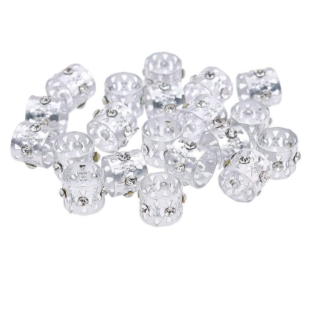 Women Dreadlocks Beads Rhinestone Hair Ring Decoration Braiding Hair Braid Cuff Clip
