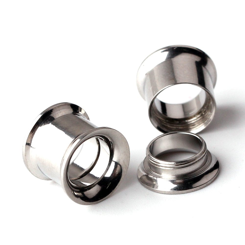 12pcs Surgical Steel Screw Tunnel Gauge Ear Expander Stretching Kit Plugs Piercing -6 Pairs 8g-00g (3mm-10mm) - Silver