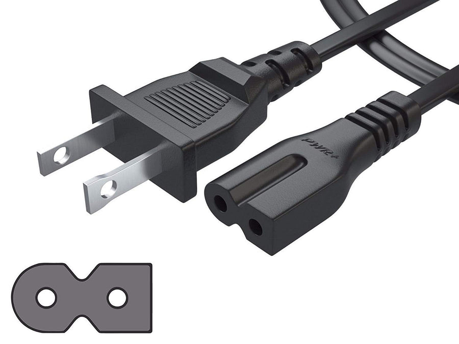 3 Ft 2 Prong Short Polarized-Power-Cord for Vizio-LED-TV Smart-HDTV E-M-Series Adapter-AC-Wall-Cable: IEC-60320 IEC320 C7 to NEMA 1-15P
