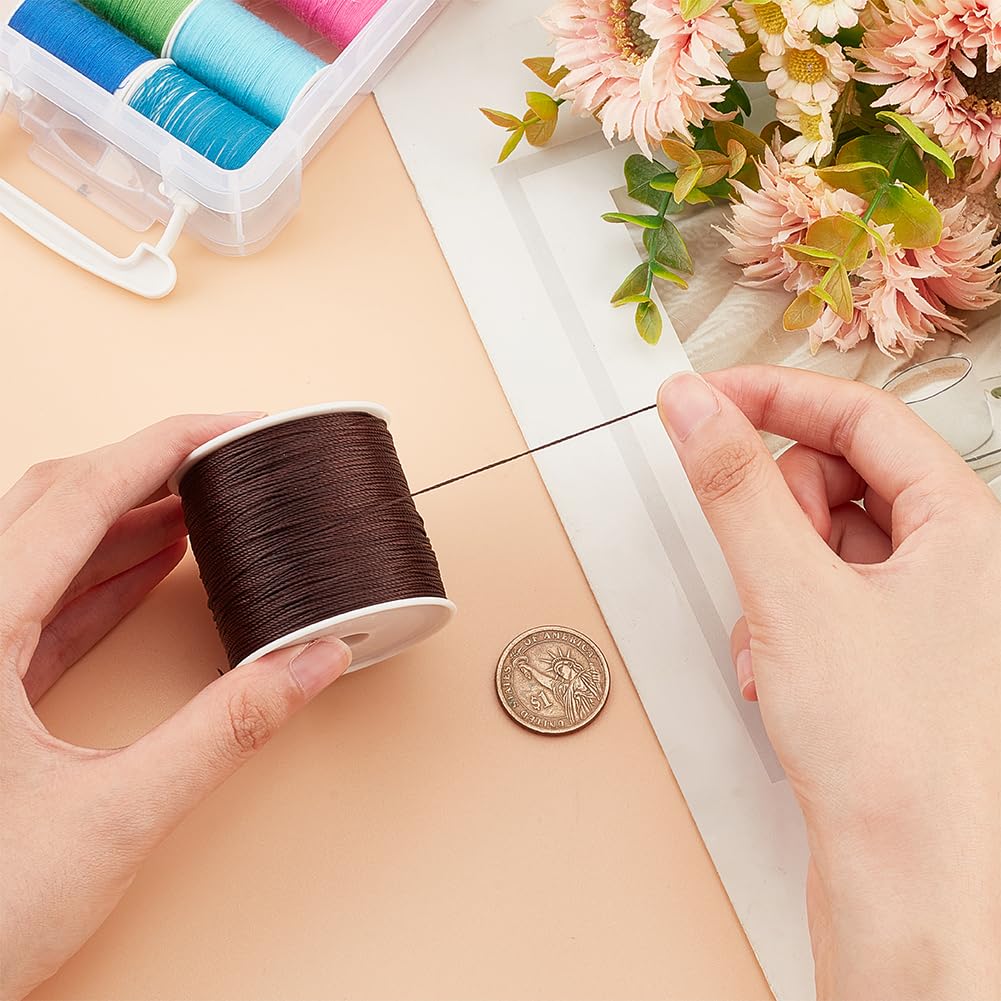 0.5mm Waxed Cord,116 Yards Waxed Polyester Cord Brown Waxed Thread Beading String Waxed Craft String for Bracelet Necklace Jewelry Waist Beads Making Crafting Beading Macrame