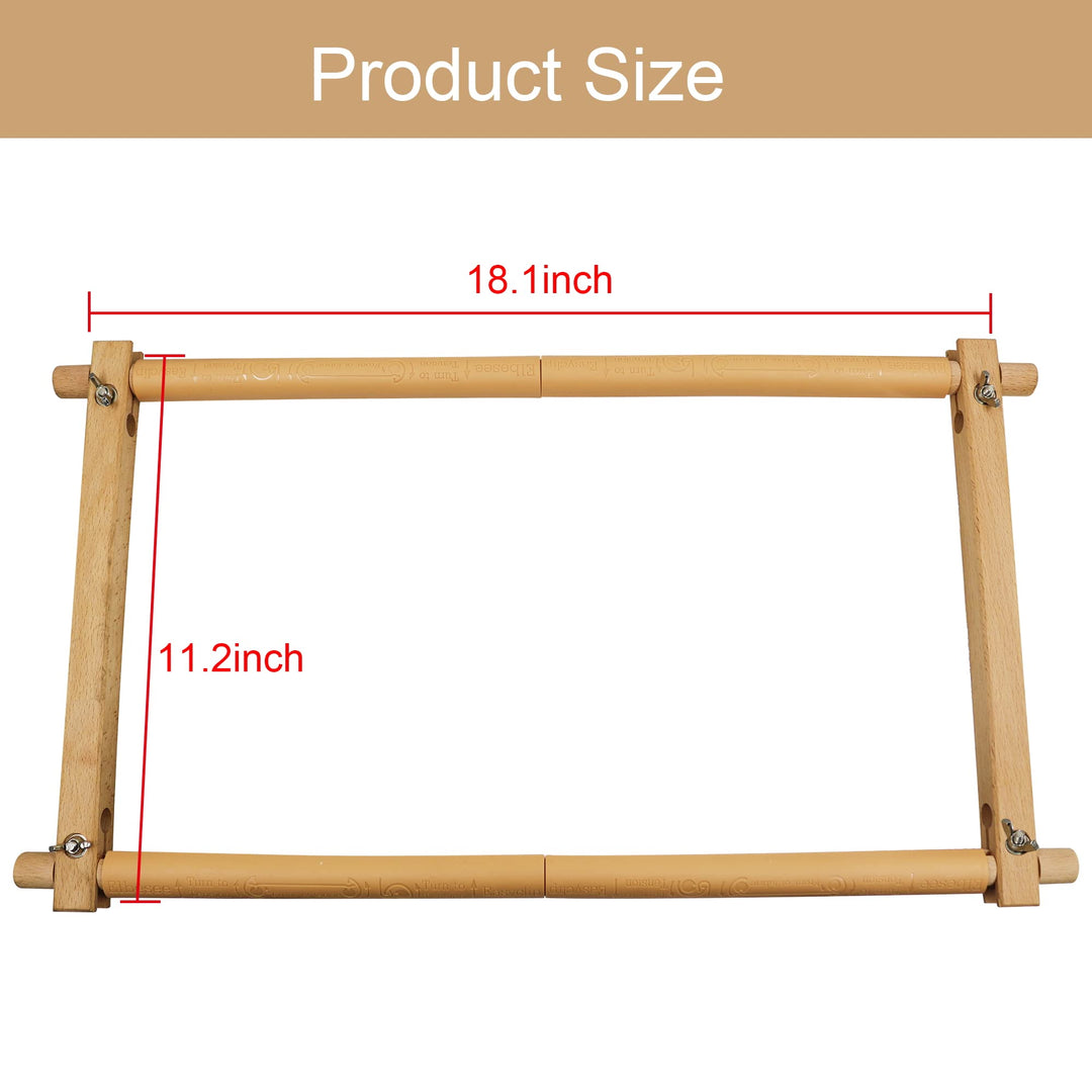 Cross Stitch Scroll Frame, Beech Wood Embroidery Tapestry Frame Holder, Needlepoint Quilting Frame Stretcher Bars for Embroidery Sewing Projects 18.1'' x 11.2''