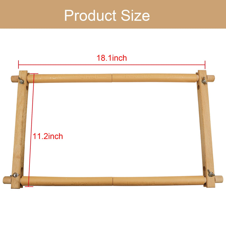 Cross Stitch Scroll Frame, Beech Wood Embroidery Tapestry Frame Holder, Needlepoint Quilting Frame Stretcher Bars for Embroidery Sewing Projects 18.1'' x 11.2''