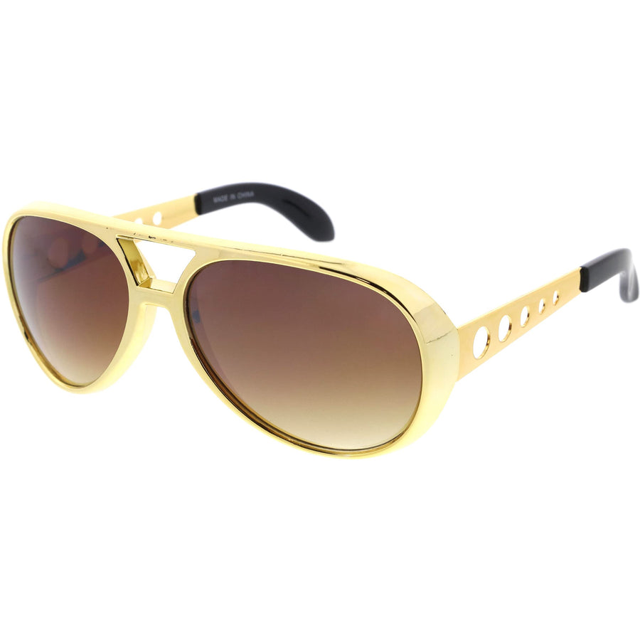 Large King of Rock Rock & Roll TCB Aviator Sunglasses (Silver)