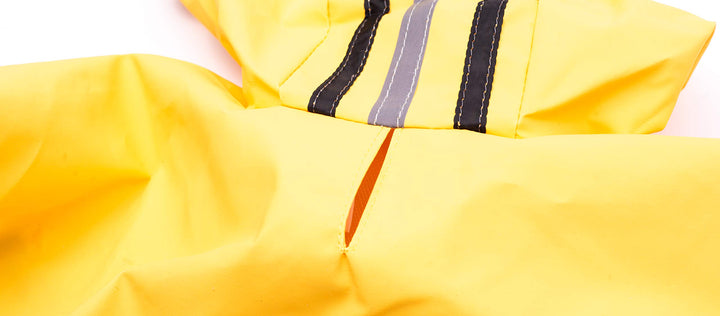 SPOT Rainy Days Slicker - Yellow Dog Rain Jacket With Hood, Reflective Strip for Safety, Leash Hole & Adjustable Velcro Belly Strap, 100% Polyester Water Resistant Pet Raincoat - Small, 9in Long
