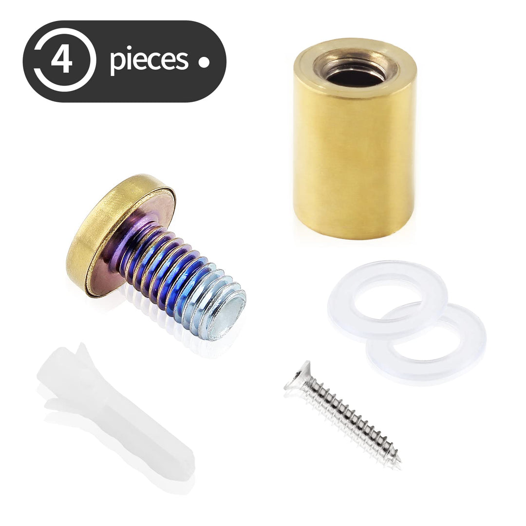3/4 x 1-1/4 Sign Standoff Screws Gold Wall Standoff Mounts, Acrylic Standoff Screws Glass Standoff Sign Standoffs Acrylic Wall Mount Hardware Kit for Glass Acrylic Signs Boards - 4 Pcs
