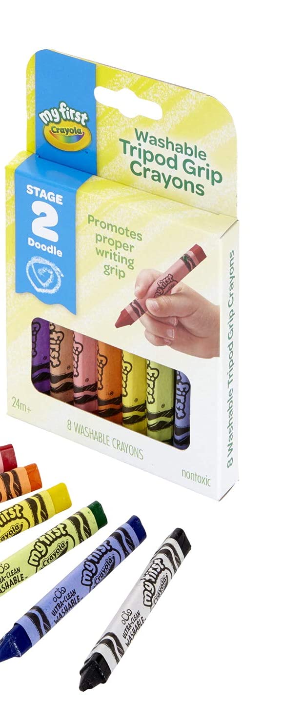 My First Washable Toddler Crayons, Tripod Grip, Gift, 8 Count