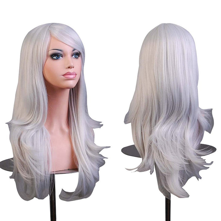 Wigs 28 Long Wavy Hair Heat Resistant Cosplay Wig for Women (Silver Grey)